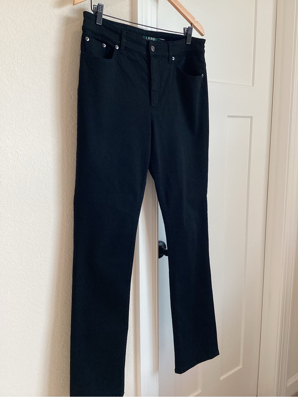 Ralph Lauren High Rise Straight Leg Jean Size 12 Black Denim - Picture 6 of 12